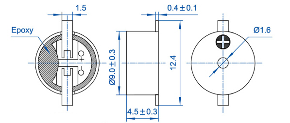 9*4.5mm 5V 32 ohm 88db top sound SMD magnetic transducer 