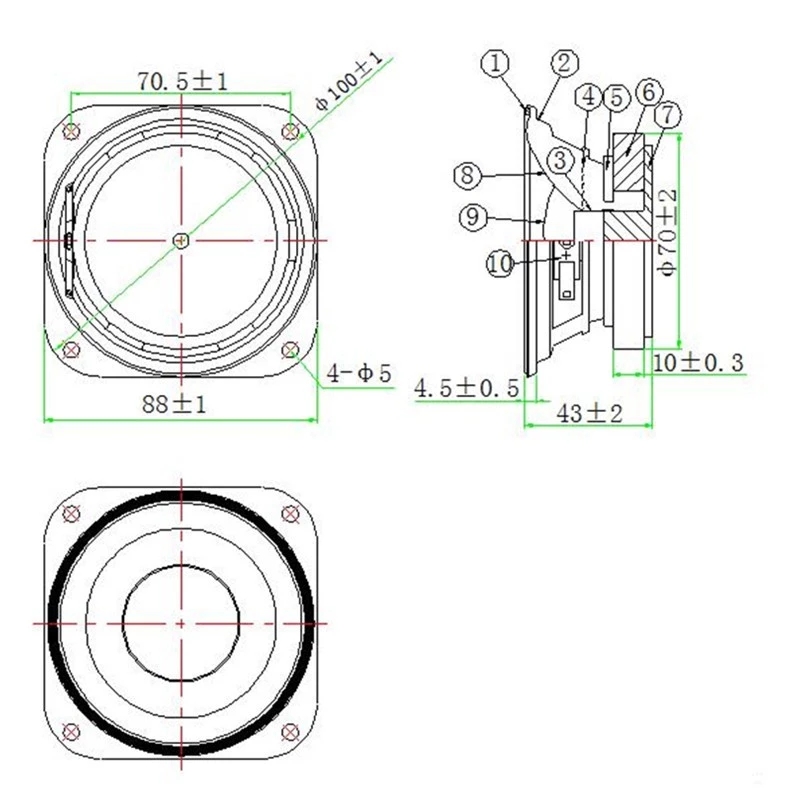 88mm 8 ohm 10w full range multimedia speaker