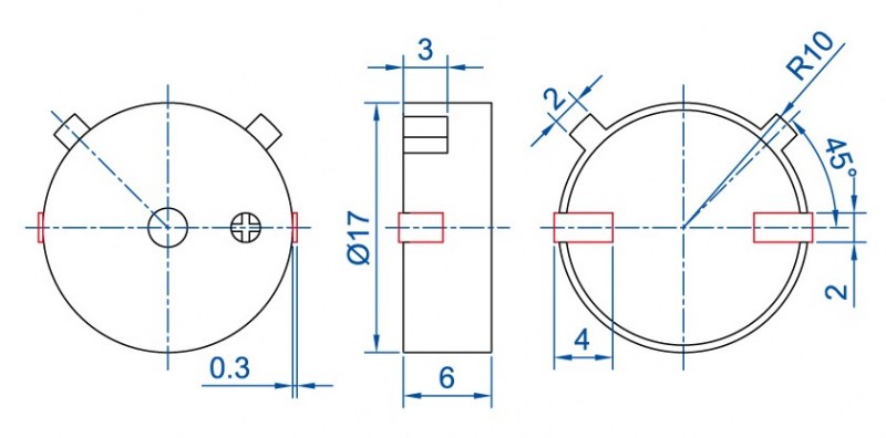 17*6mm 12 volt ac smd piezo buzzer